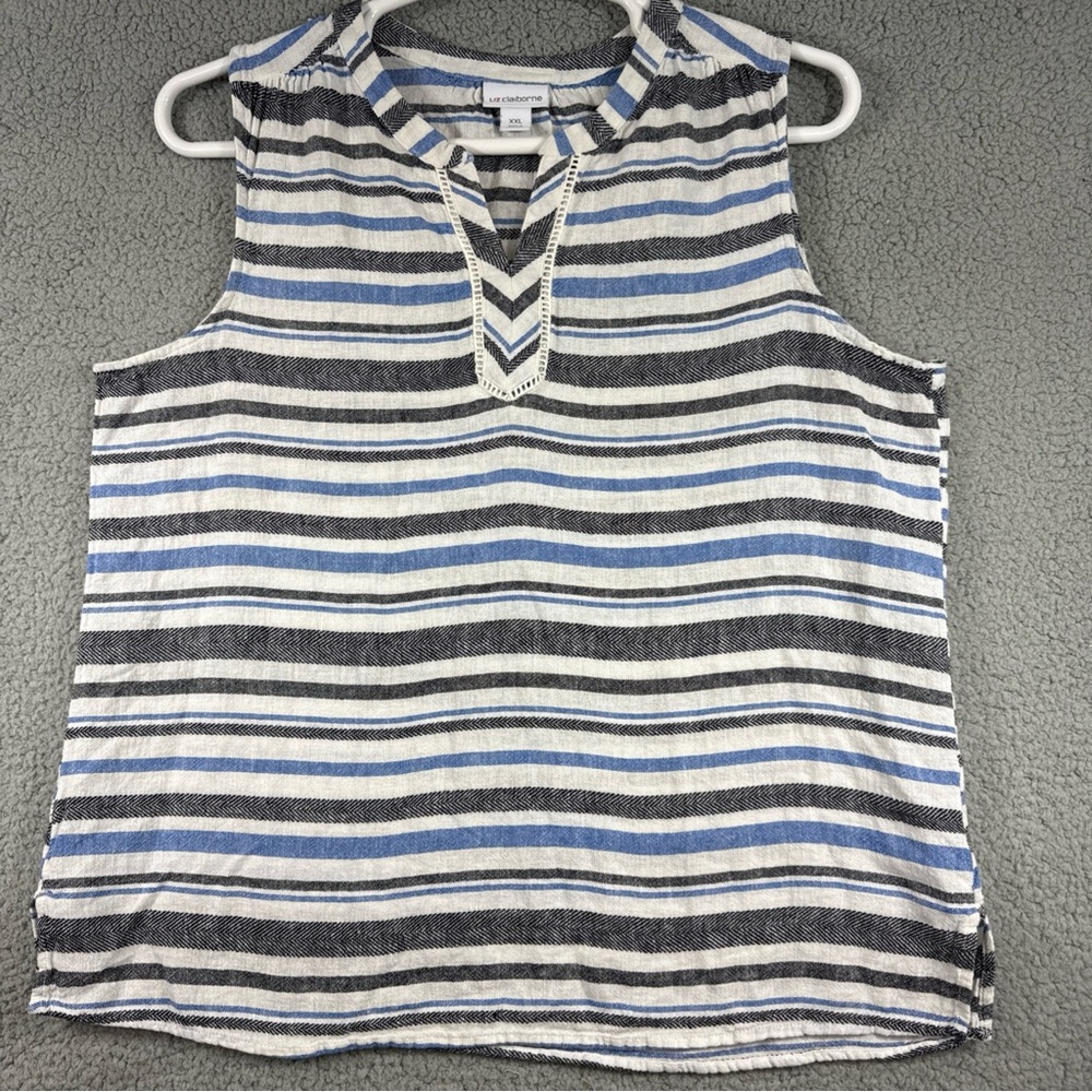 Liz Claiborne Blue and Black Striped Tank Top